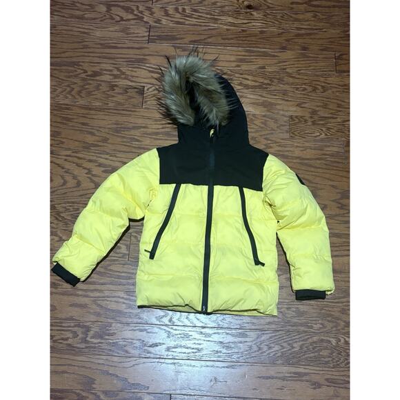 Avalanche Youth Kids Yellow & Black Hooded Full Zip Puffer Jacket, Sz M (5-6) - Picture 1 of 5